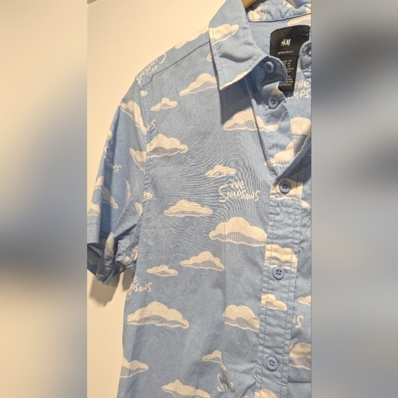 Rare Official H&M Men's The Simpsons TV  Series Cloud Design Resort Shirt - Picture 4 of 8